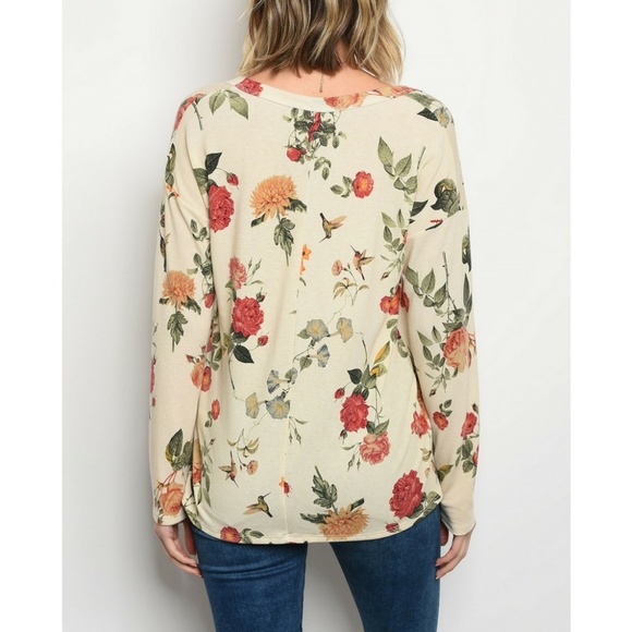 Cream Floral Top {Sweet Claire} - Picture 3 of 3
